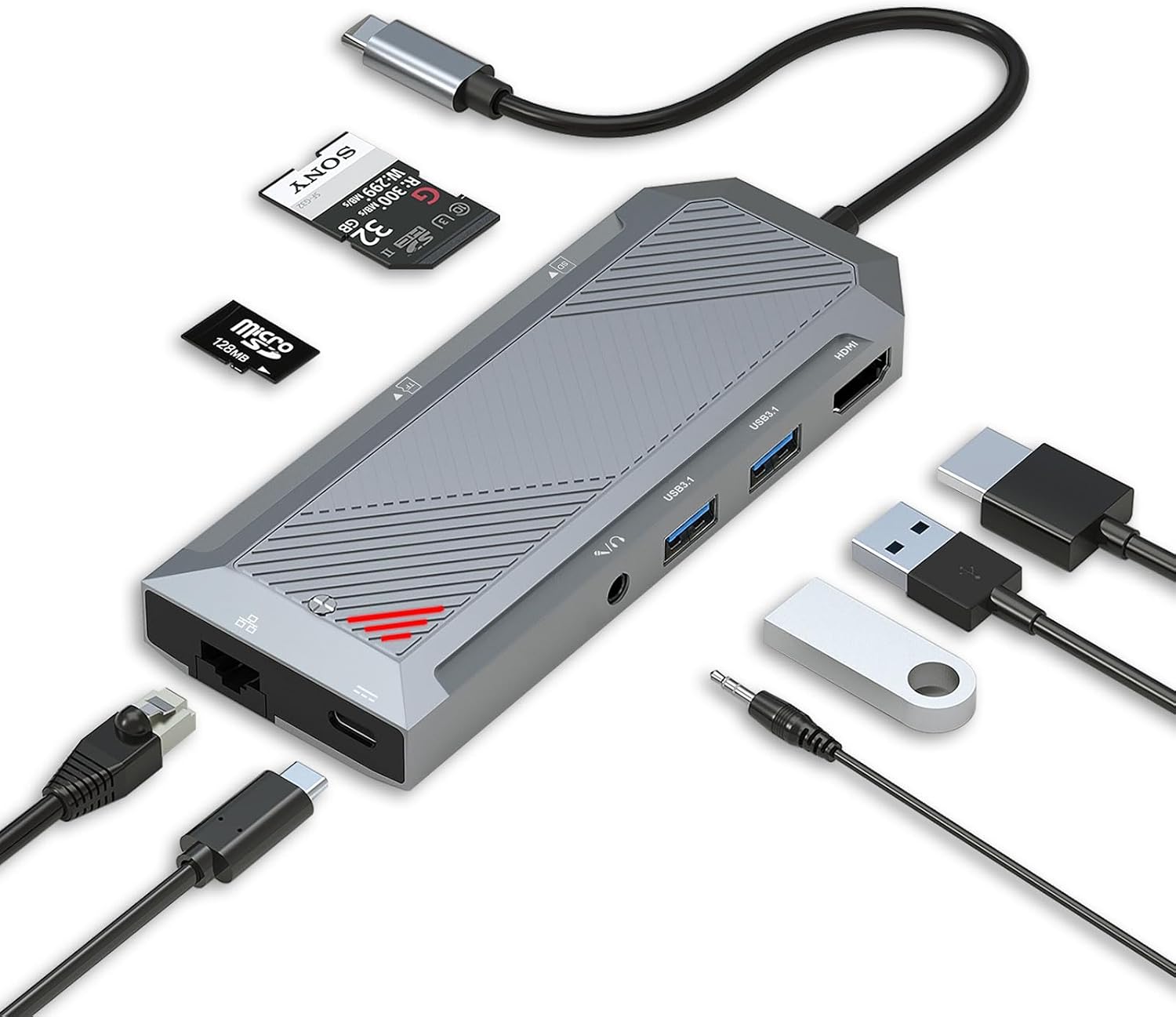 Διανομέας USB-C 9 σε 1 με περίβλημα SSD για διαχωριστή HDMI M.2 NVMe 4K 60 Hz