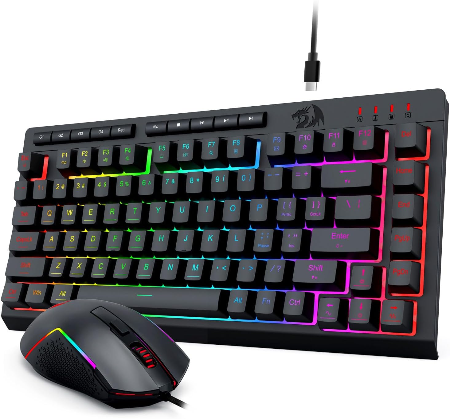 Μαύρο S155 RGB με οπίσθιο φωτισμό ενσύρματο gaming πληκτρολόγιο και ποντίκι