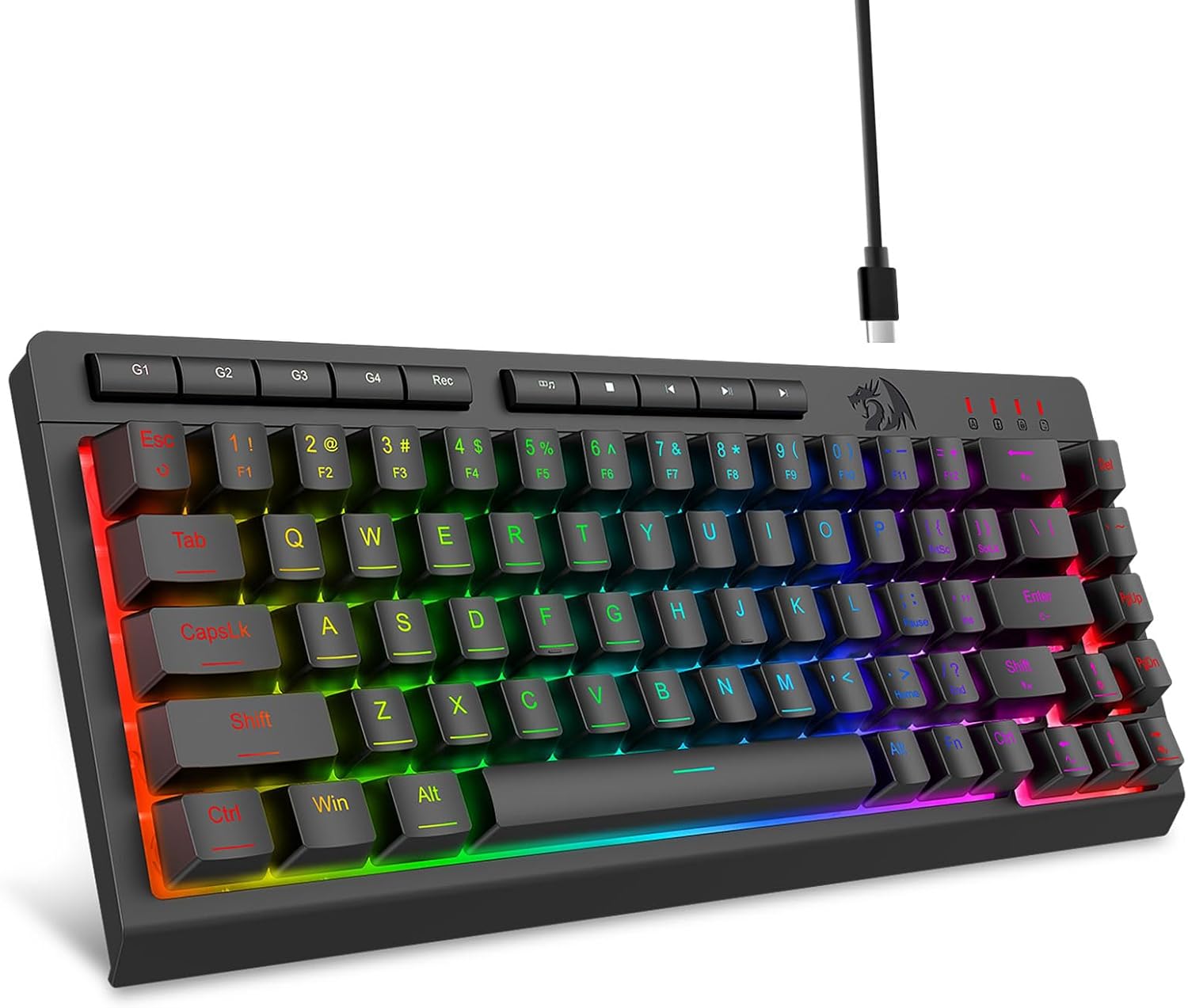 Μαύρο πληκτρολόγιο ενσύρματου gaming RGB με οπίσθιο φωτισμό K519